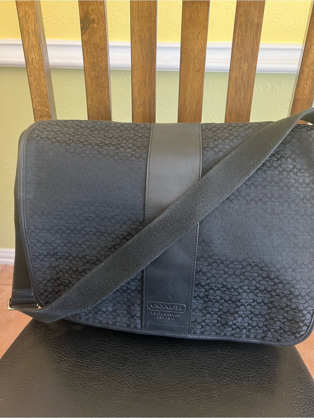Coach Black Signature Hudson Messenger with Adjustable Strap